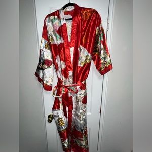 Plus Size Kimono Style Silk Robe